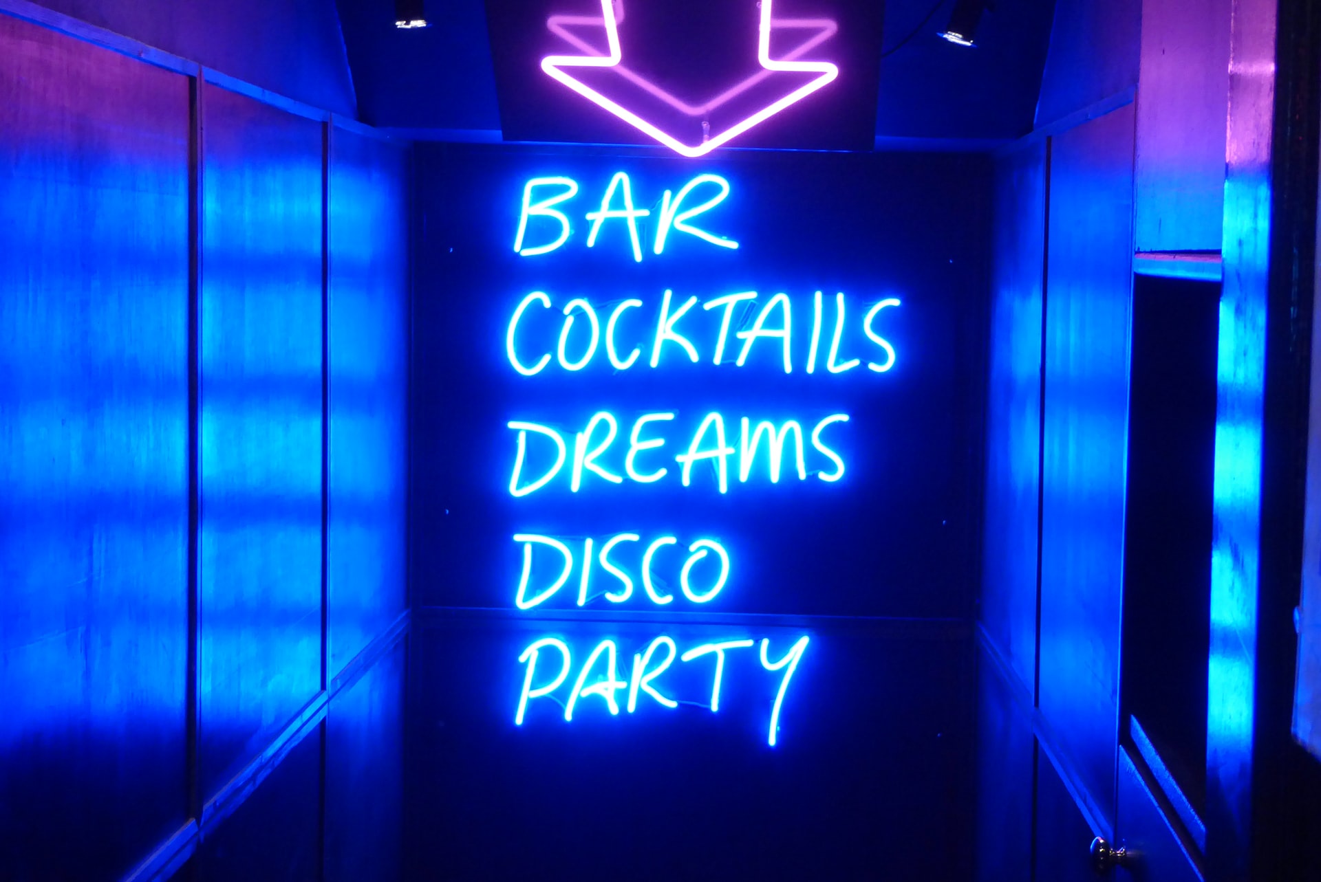 Neon lights at bar